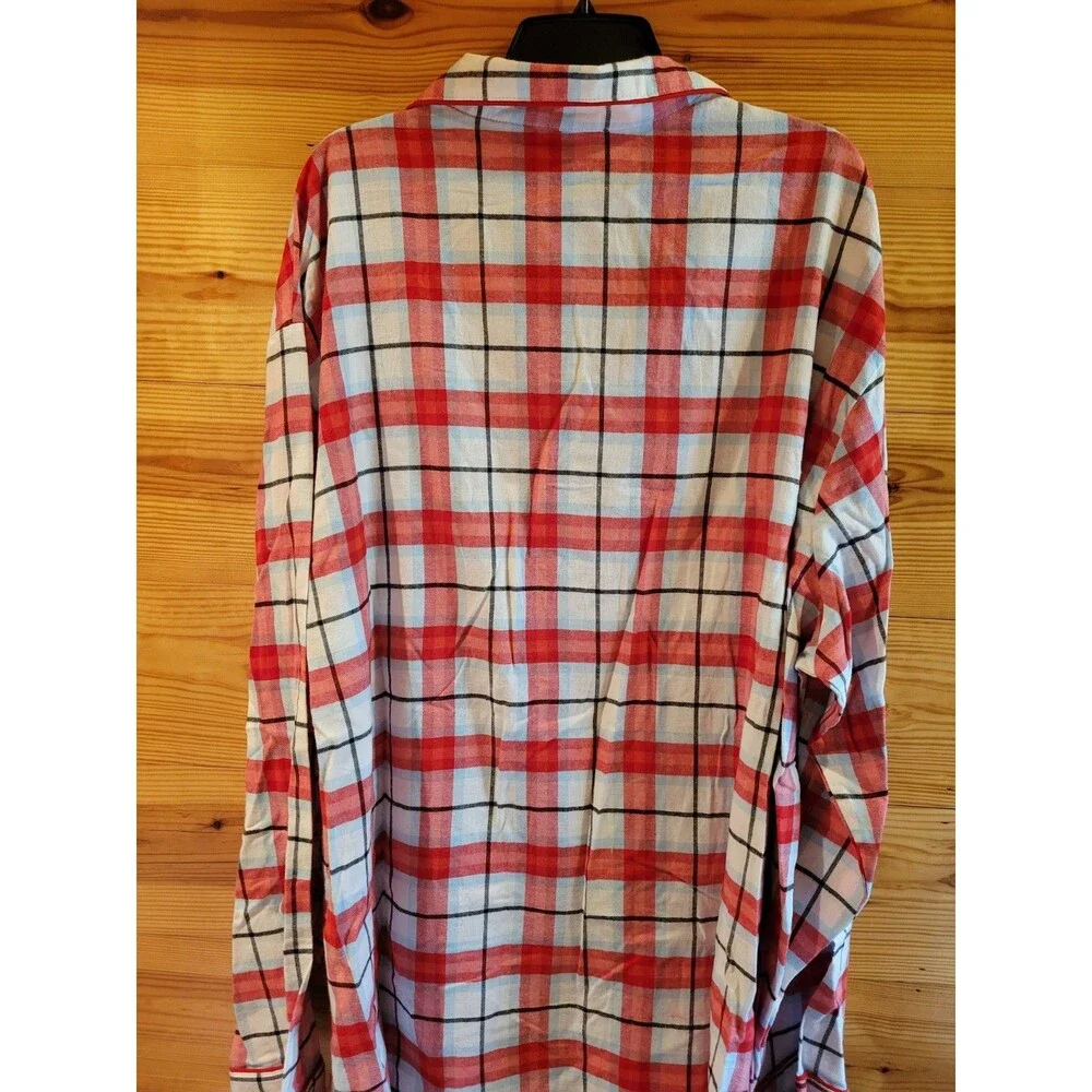 Wondershop Men’s Red Plaid 4XLT Pajama Button Down Shirt Red/White/Blue Big/Tal - Picture 2 of 6